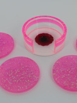 Onderzetters roze bloem