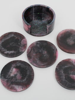 Onderzetters zwart roze